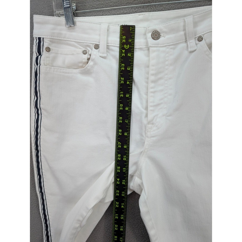 Talbots Flawless Women 12P Highwaist Straight Ankle White Black Trim Capri Pants - Picture 9 of 14